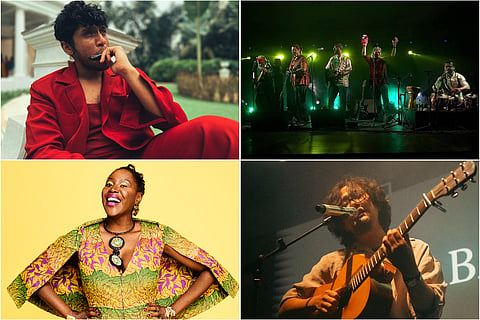 In frame: (clockwise) Amrit Ramnath, Indian Ocean, Taba Chake and Valérie Ékoume