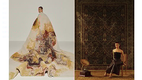 Earth-toned luxury rugs featuring distressed motifs