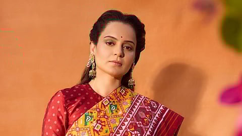 Kangana Ranaut posted photos on her Instagram wearing a traditional Patola saree, garnering attention for the diamond ring