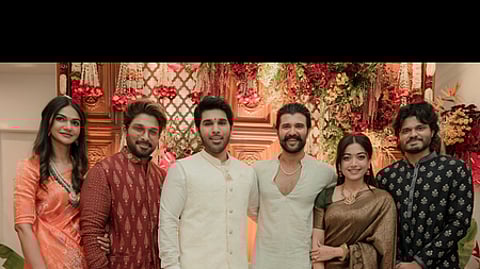 Vijay-Rashmika attends Allu Sirish’s pelli koduku ceremony