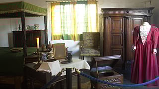 A display from Hall's Croft at Stratford-upon-Avon