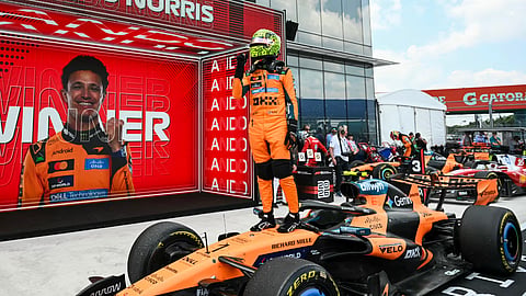 Lando Norris leads the F1 2026 Miami Grand Prix from pole to take victory