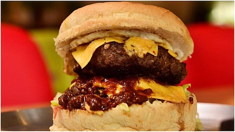 Char-grilled pork burger