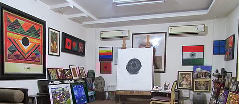 The last canvas, as he left it, at The Raza Foundation