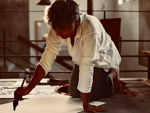 Poet and artist Nilanjan Bandhyopadhyay at his studio, Kokoro