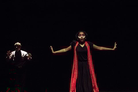 A scene from the play, Sakshi, by Vesadharis