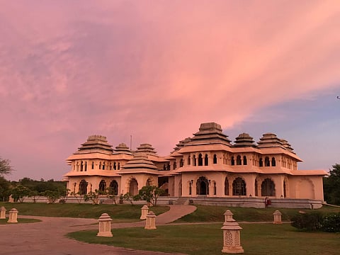 Pink sunsets at Kamalapura Palace Hampi
