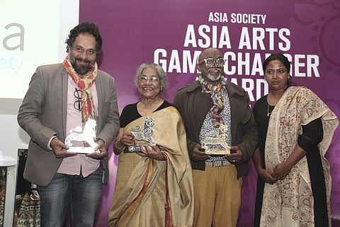 L-R, Riyas Komu, Arpita Singh, Bose Krishnamachari and Benitha Perciyal