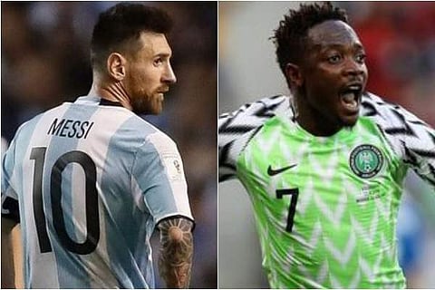 Lionel Messi and Ahmed Musa