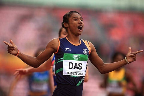 Hima Das wins gold at IAAF World Under-20 Athletics Championships in Tampere, Finland