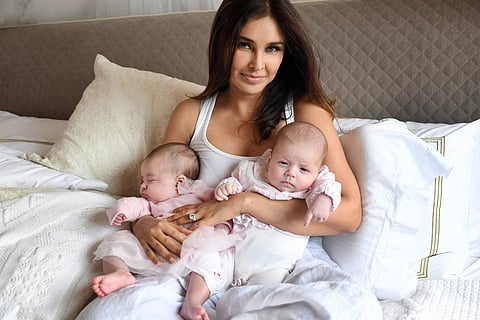 Lisa Ray with her twins Sufi and Soleil Ray-Dehni