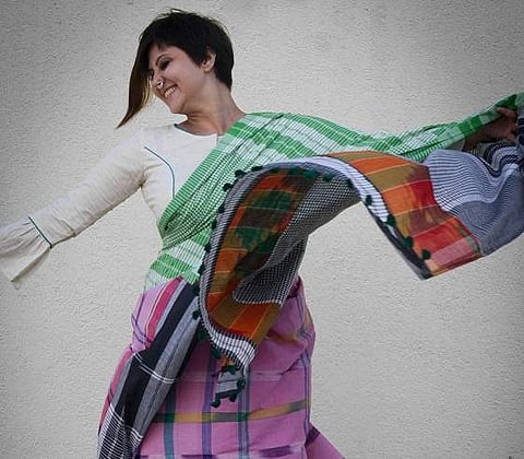 Sanjukta's saris can also be worn as a skirt