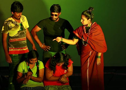 A scene from rehearsals of Chakravyuh