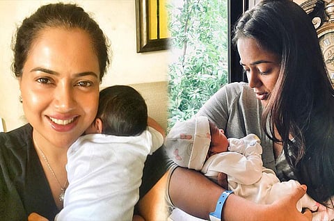 Sameera Reddy with baby Nyra