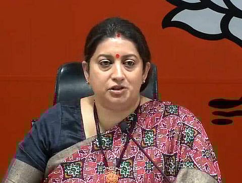 Smriti Irani in New Delhi (Photo: IANS/BJP)