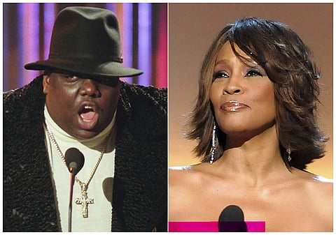 Notorious B.I.G. and Whitney Houston (AP Photo)