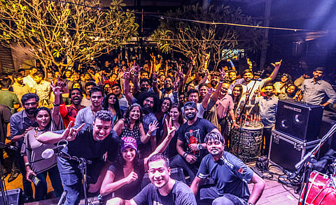 Ajay with guests and performers at Indiepalooza Music Festival. Picture: Shitabh