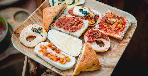 A wide array of assorted bread and brushcetta at Capella