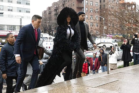 Rapper Cardi B arrives at Queens Criminal Court (AP Photo/Mark Lennihan)