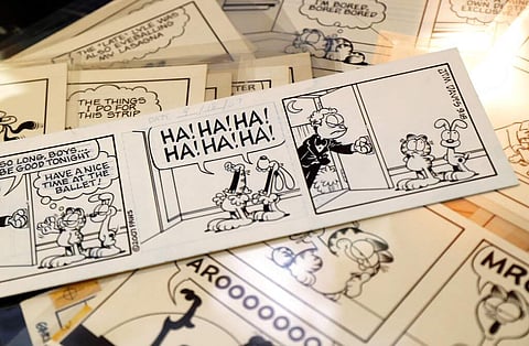 Heritage Auctions displays Garfield comic artwork by Jim Davis (AP Photo/LM Otero)