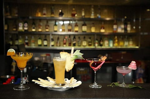 Range of cocktails at The Myx Bar and Kitchen