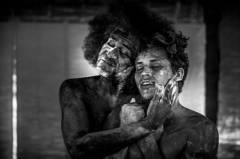 Thierry Moucazambo and Gopal Dalami in a scene from Vast