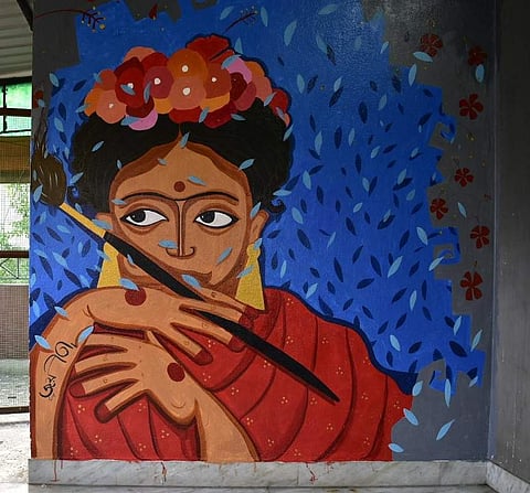 Frida Kahlo on the wall of Joyeeta's studio