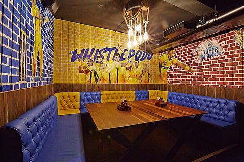 A CSK-inspired booth on their sports-themed floor
