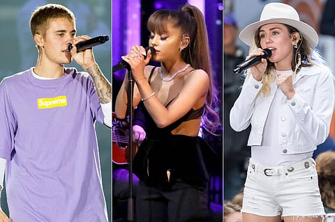 Justin Bieber, Ariana Grande, Miley Cyrus
