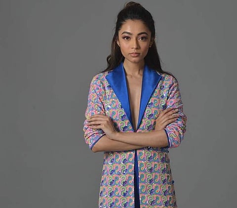 Spiral printed blazer dress by Puja_Pandey