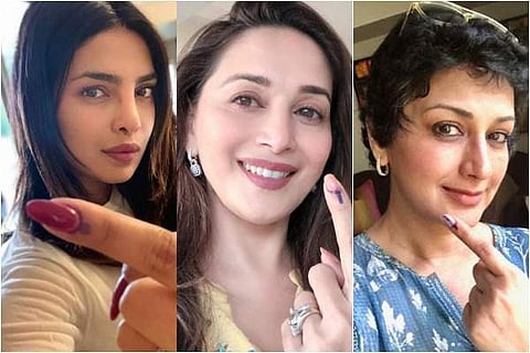 Bollywood celebs Priyanka Chopra, Madhuri Dixit and Sonali Bendre vote in Mumbai