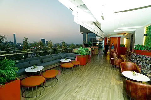 The rooftop setting at Skai