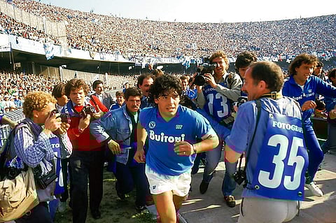Soccer star Diego Maradona in a scene from 'Maradona.' (HBO via AP)
