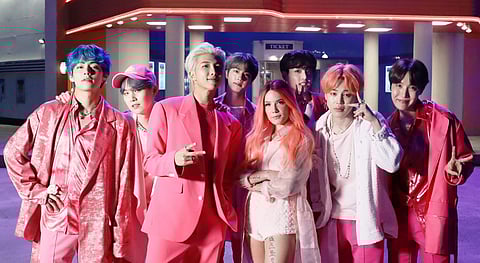 BTS with Halsey (in centre)