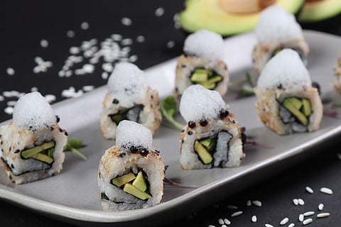 Avocado Spicy Mayo & Scallion Sushi at SKAI