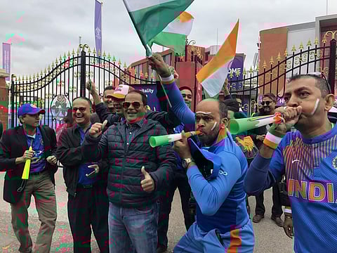 Manchester: Indian fans gather outside Old Trafford (Photo: IANS)