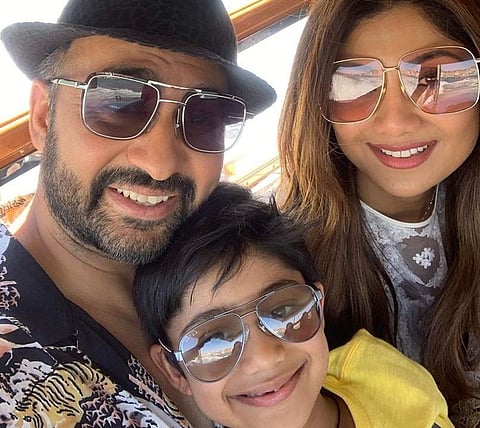 Shilpa Shetty with husband Raj and son Viaan