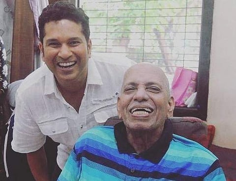 Sachin Tendulkar along with his childhood coach Late Ramakant Achrekar