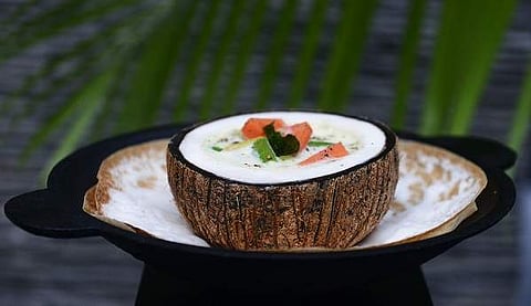 Appam with vegetable stew