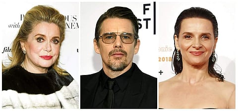 Combination photo of Catherine Deneuve, Ethan Hawke and Juliette Binoche (AP Photo)
