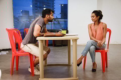 Ira Dubey with Neil Bhoopalam during the rehearsals of A Few Good Men