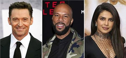 Combination photo: Hugh Jackman, Common, Priyanka Chopra Jonas (AP Photo)