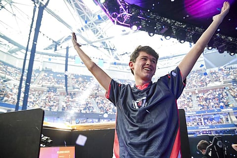 Kyle Giersdorf wins the Fortnite World Cup solo finals in New York (Epic Games via AP)