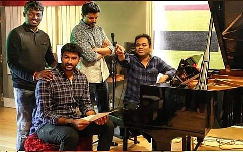 Vijay in the studio with Rahman and team for Bigil (Source: Twitter)