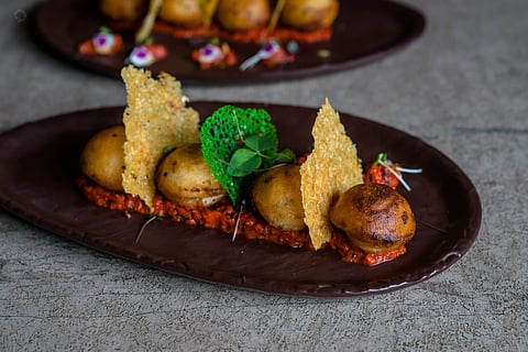 Four Cheese Paniyaram with Roasted Tomato Chutney, Farzi Cafe Hyderabad