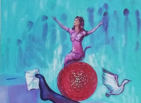 Details of a painting by Sunita Thrippanikkara