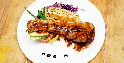 Double fat pork chop at Sweet Brew Cafe