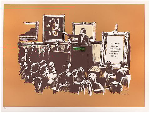 Banksy, Morons (Sepia), 2007, estimate: £12,000-18,000