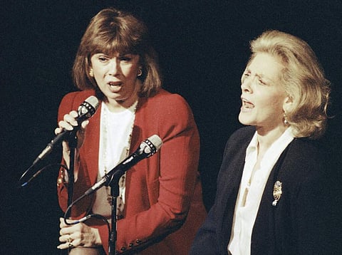 Phyllis Newman and Lauren Bacall (AP Photo/Mark Lennihan)