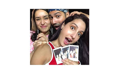 Nora Fatehi with Varun Dhawan and Shraddha Kapoor. Source: Instagram